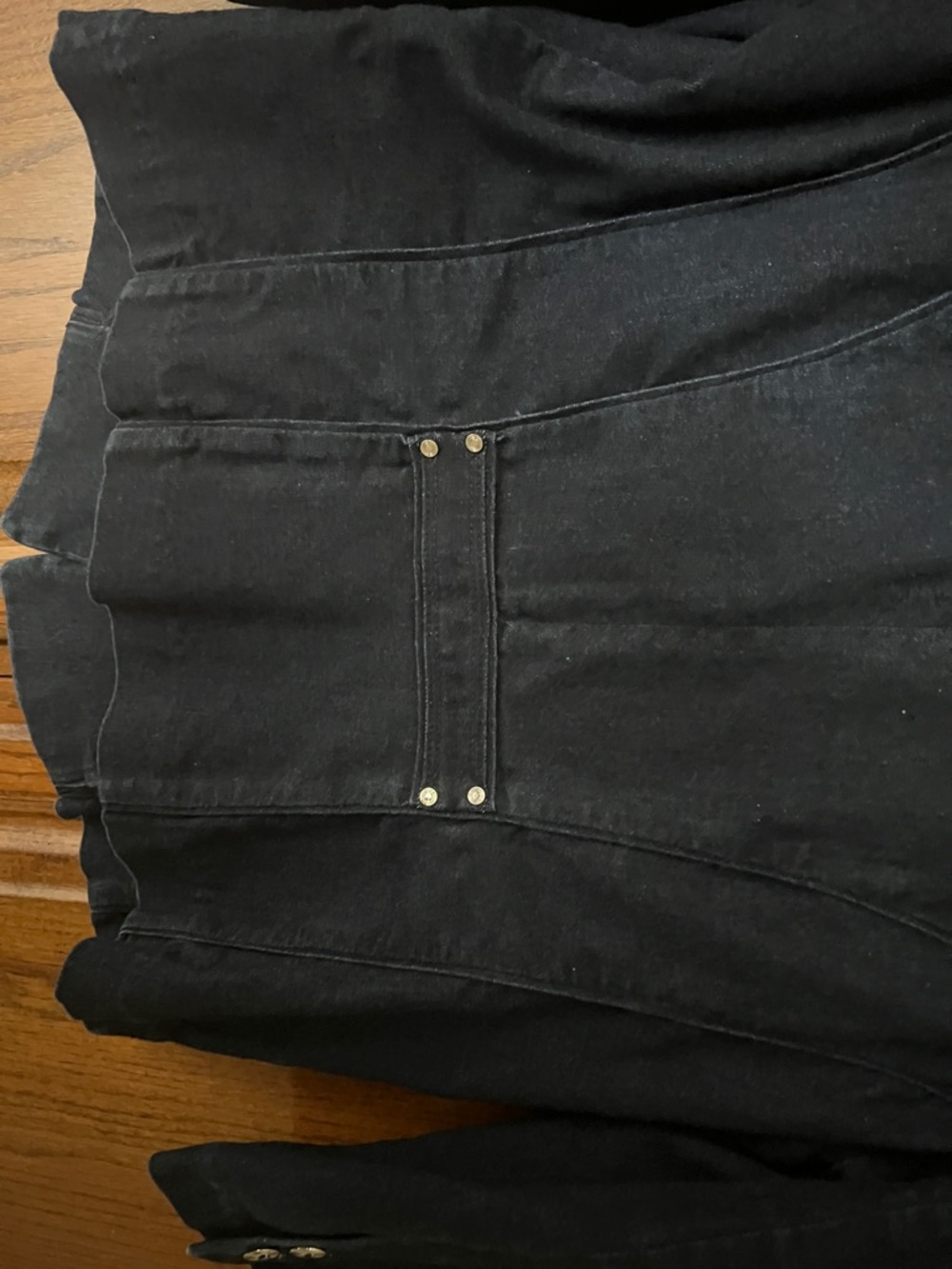 Women's Dark wash Jean Jacket - Classic Collared Denim Blazer - Picture 6 of 9